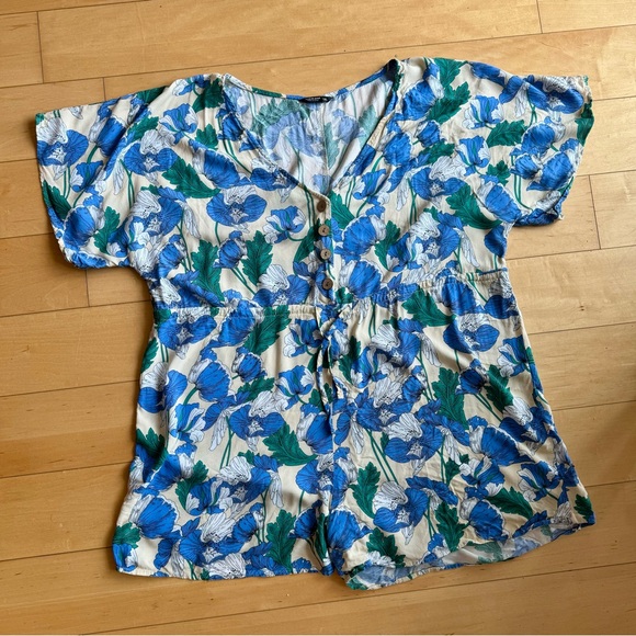 1X Floral Playsuit/Jumper Drawstring - Picture 1 of 3